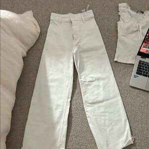 Zara Cream Wide-Leg Trousers